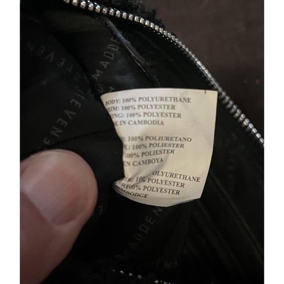 Steve Madden Crossbody Shoulder Bag Womens Black Sherpa Faux Leather Zip Logo - Picture 11 of 11